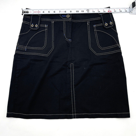 OJAI Black Stretch White Stitch Button Pocket Cargo Skirt Size L 32x19" - Picture 5 of 11